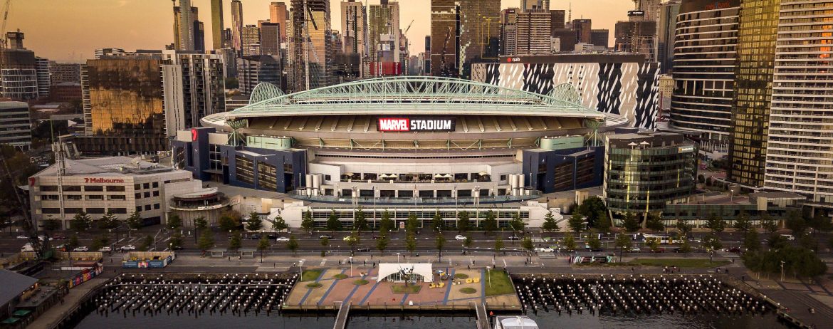 Exterior view of Marvel Stadium Melbourne Victoria Australia