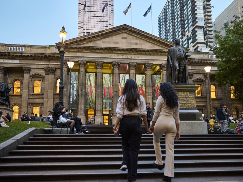Two girls near Melbourne Library