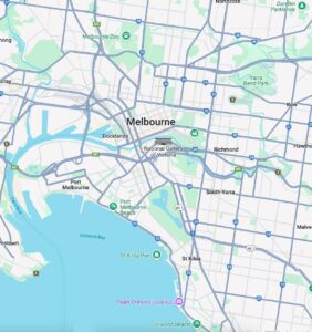 Map showing location of Flinders Street